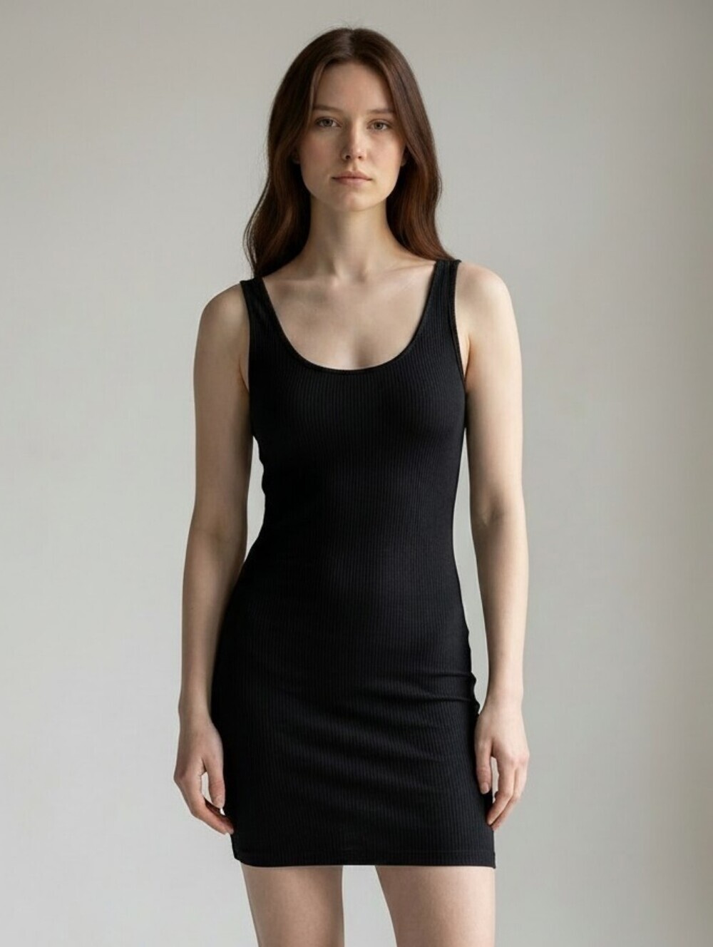 Reformation Classic Black Ribbed Tank Dress